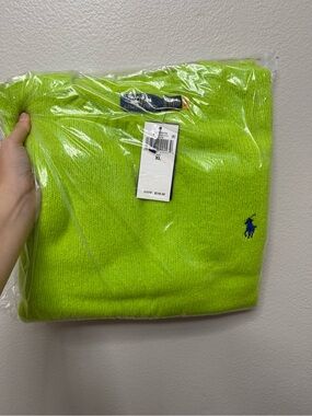 Classic Men Sweater - Neon Lime with Royal Blue Logo